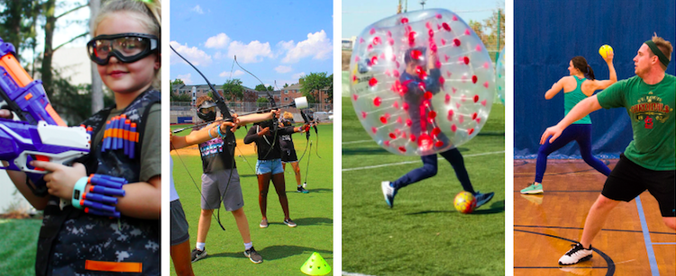 Zorb football, Archery Tag, Old School Sports Day, Dodgeball, Nerf Party
